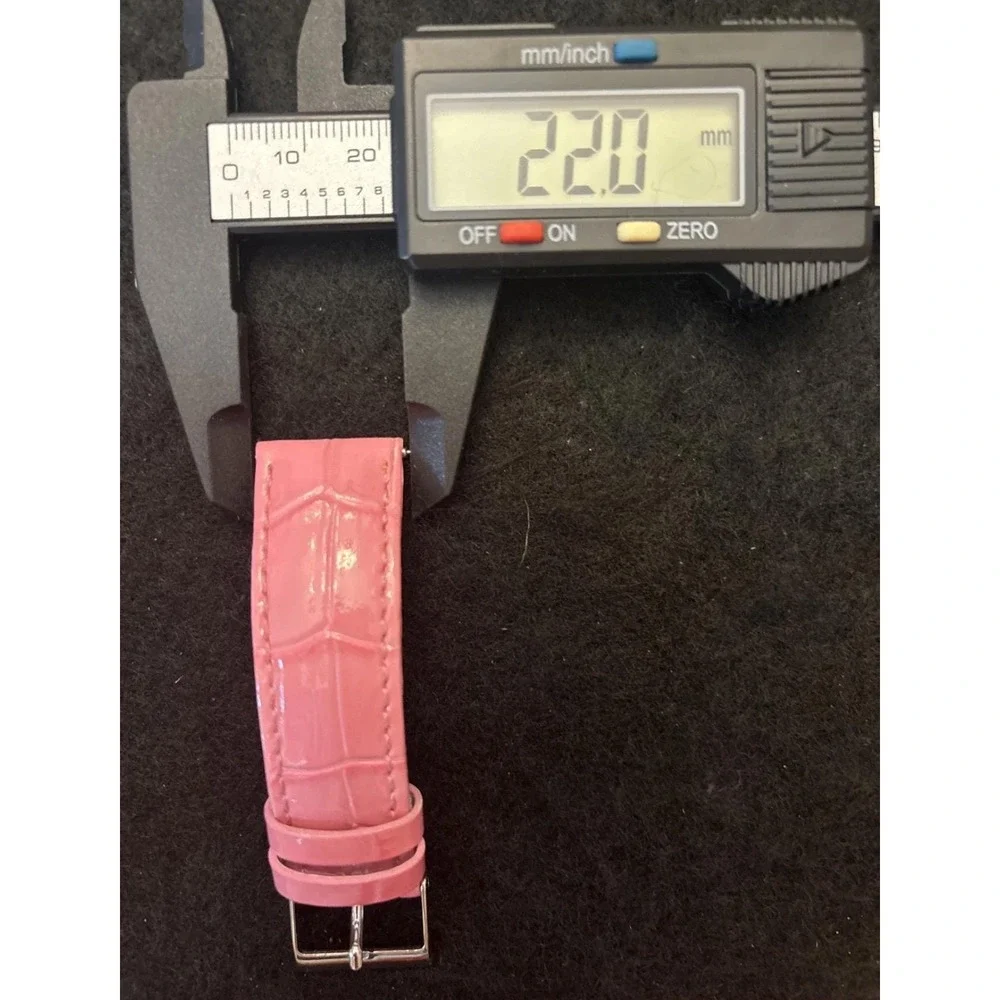 Vintage GUESS Strap Genuine Leather Watch Band Wristwatch Pink 22MM